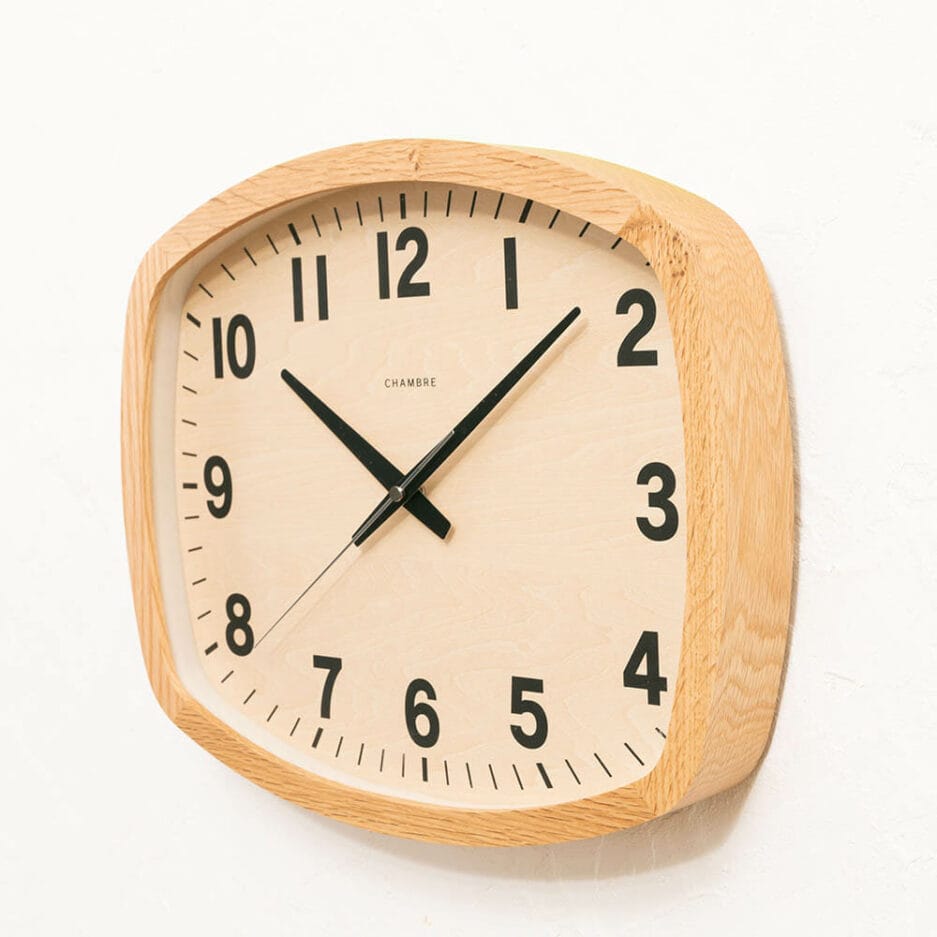 Chambre R Square Wall Clock Oak